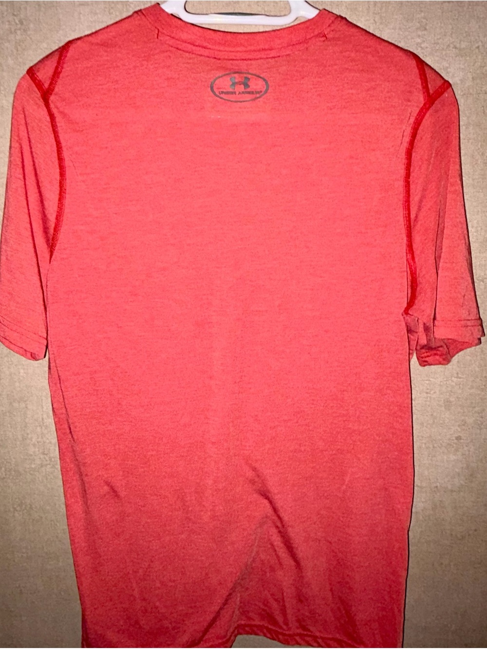 Under Armour Men’s V-Neck Short Sleeve Shirt - Coral/Red - Picture 3 of 3
